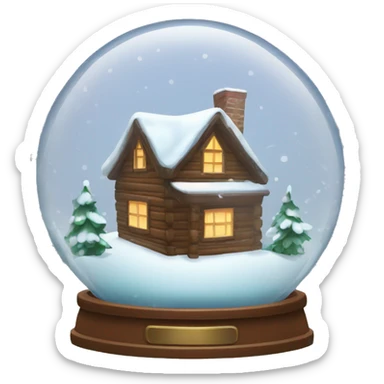Snowy cabin in a snow globe sticker