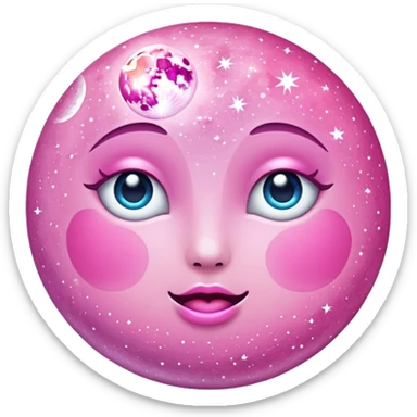 Pink sparkly moon sticker