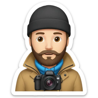 bearded fotographer with winter clothes sticker