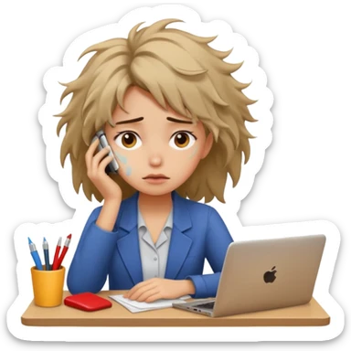 Girl tired in work  sticker