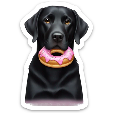 Black lab with donut sticker
