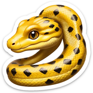 cinematic-cute-anaconda-portrait-emoji,-head-tilted-playfully-and-inquisitively,-with-a-sleek,-shimmering-body-adorned-with-detailed-scale-sriped patterns-and-round,-sparkling-eyes-full-of-wonder,-simplified-yet-irresistibly-adorable-features sticker