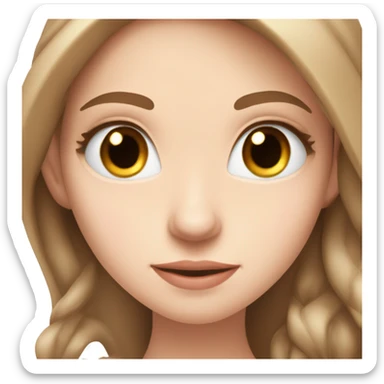 Pretty White girl with long brown hair and light hazel eyes in love with hearts around her  sticker