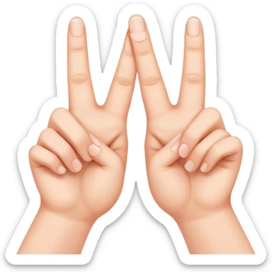 two hands with index fingertips up and thumbs touching to form the letter M upside down, rest of fingers closed sticker