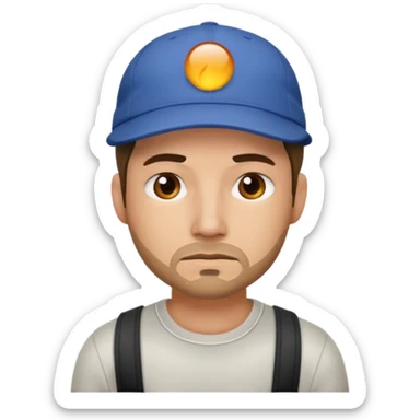 Tech developer going back to work after christmas holidays, looking tired and wearing a cap sticker