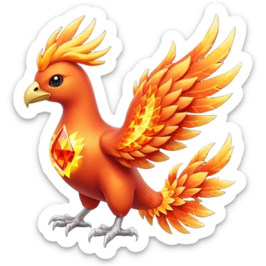 Pokemon legendary laranja and red crystal moltres sticker