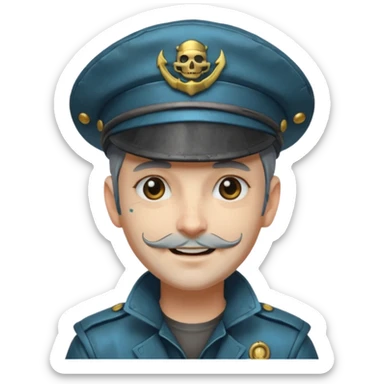 Cyberpunk sea captain with hat man, young - adult , happy  expression sticker