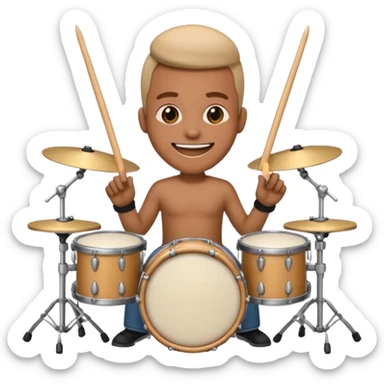 emoji person drummer at drum kit sticker