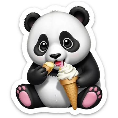 Panda eating ice cream sticker