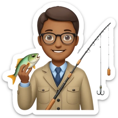 Accountant who wears glasses and loves fishing sticker