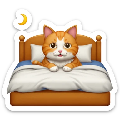 Cat waking up out of bed sticker