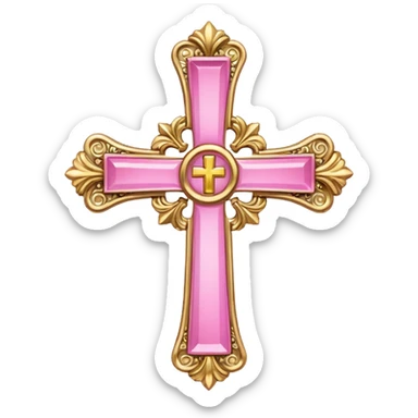 make catholic cross with very girly pink tones. sticker