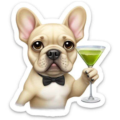 Blonde French Bulldog with martini and olives on beach sticker