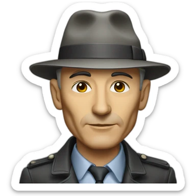 Robert Oppenheimer with hat sticker