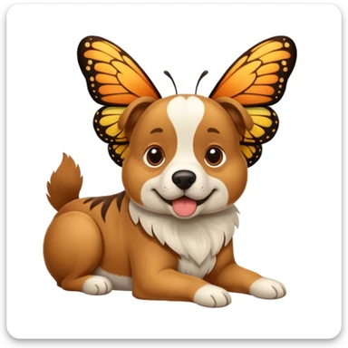 Ein Hund mit einem Schmetterling auf der nase sticker