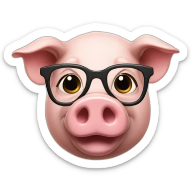 pig with glasses and sparse mustache with dark hair sticker