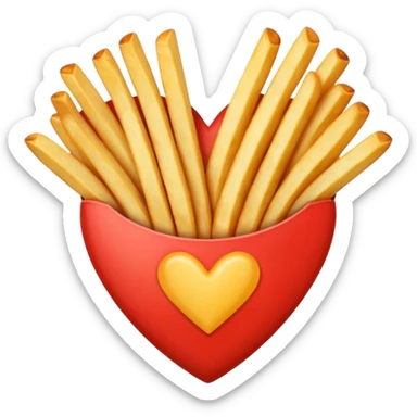 French fries in heart shape sticker