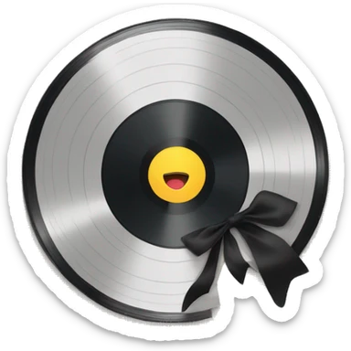 vinyl record with white bow sticker