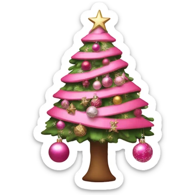 Pink Christmas tree with ornaments ￼  sticker