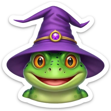 frog wear purple wicth hat sticker