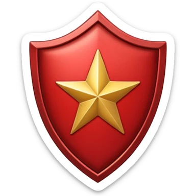 Crimson red shield with star sticker