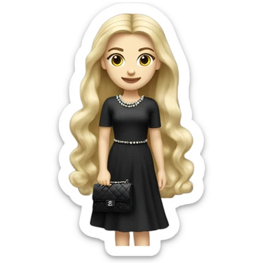 Blonde long hair Slavic Girl with chanel bag and Chanel dress full height  sticker