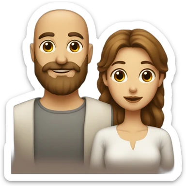 Italian Man beard and  girl with brown hair sticker
