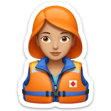 female wearing life jacket sticker