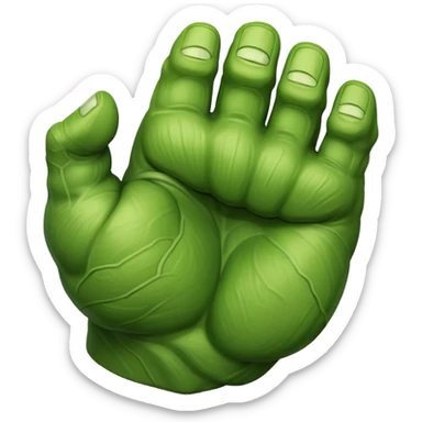 big muscular green cool hulks fist with  4 fingers sticker