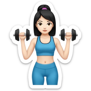 mujer de pelo negro con mancuernas sticker