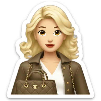 Blonde Chanel Asian Girl with Birkin bag sticker