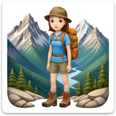 girl back packing mountains background  sticker