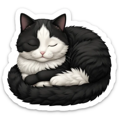 tuxedo short haired cat with his eyes closed sleeping sticker