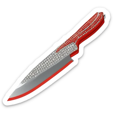one red knife with rhinestones all over the blade and handle (more rhinestones) sticker