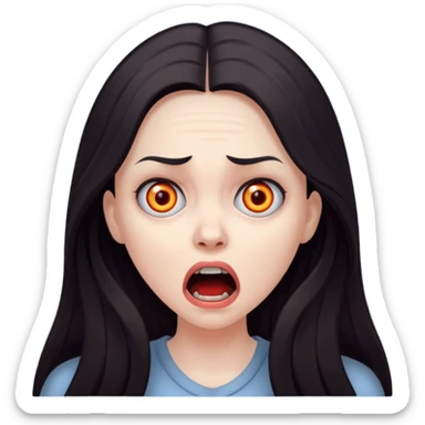 A realistic woman in horror, waist-length portrait sticker