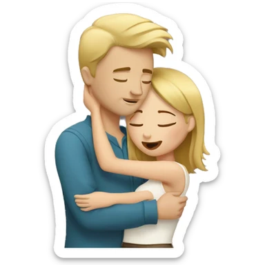 Blond Guy kisses a Girl with Brown hair  sticker