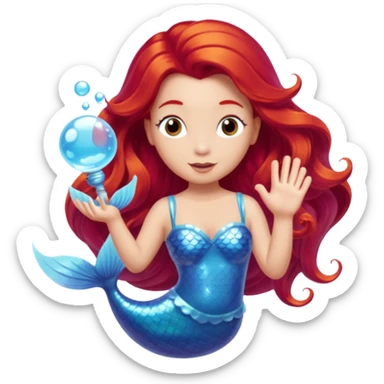 Bubbles the Mermaid from The Wiggles with light skin, long red hair, icy blue outfit sticker
