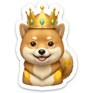 shiba inu wearing kings crown sticker