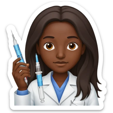 Enfermera morena con pelo largo y una inyeccion sticker