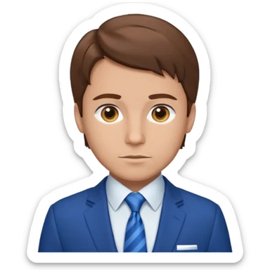 man with brown hair in blue suit sticker