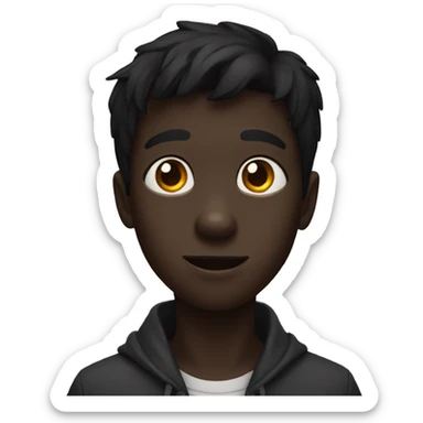 Black dog looking to the camera of a young boy sticker