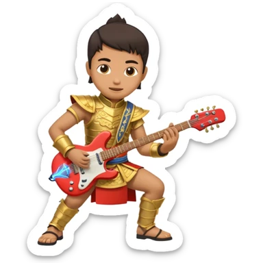 Very dangerous Thai samurai with amor typical Thai which plays e guitar sticker