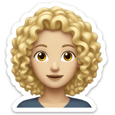 a white girl with blonde curly hair  sticker