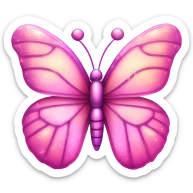 Pink iridescent butterfly with sparkles sticker