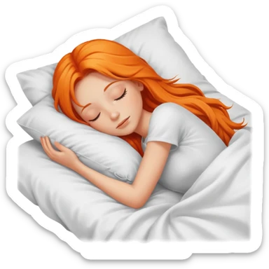 Orange long hair girl sleeping in bed alone sticker