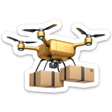 Automated drones deliver packages swiftly above streets sticker