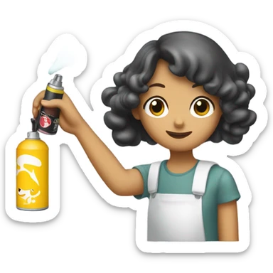 Girl spraying squid ink  sticker