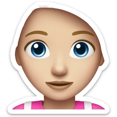 a white dark blond haired girl with blue eyes wearing pink clothes holding an iphone  sticker