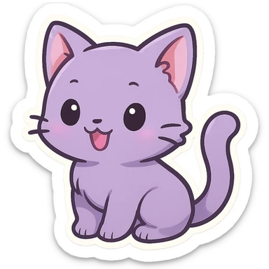 purple cat, adorable and playful sticker
