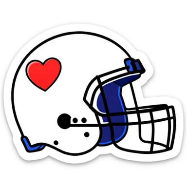 Dark Blue and Orange football helmet with heart logo  sticker